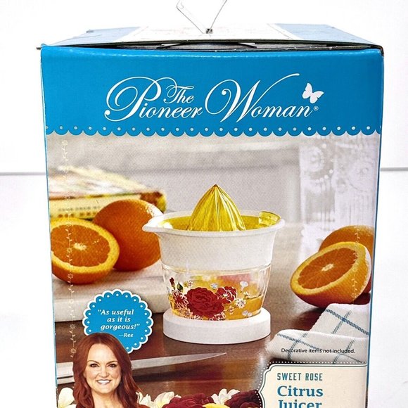 Pioneer Woman Glass Citrus Juicer Sweet Rose Floral Lid & Measurement Marking - Picture 4 of 8